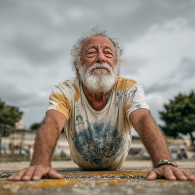 Grup de persoane mature practicând yoga împreună